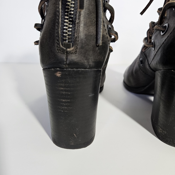 Baske California Brown Leather Fury Open Toe Booties - Picture 2 of 12